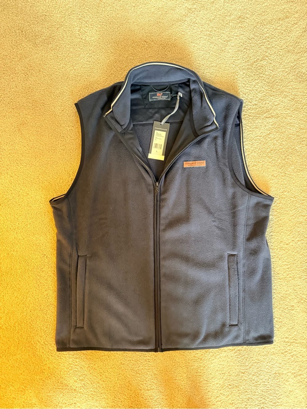 Vineyard Vines Men's Navy Fleece Full-Zip Vest